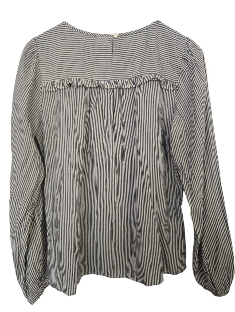 ✨ LOFT Blue & White Striped Ruffle Blouse ✨
